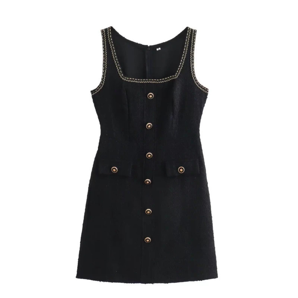 ZARA Chanel Style Contrast Lace Trim Sleeveless Dress